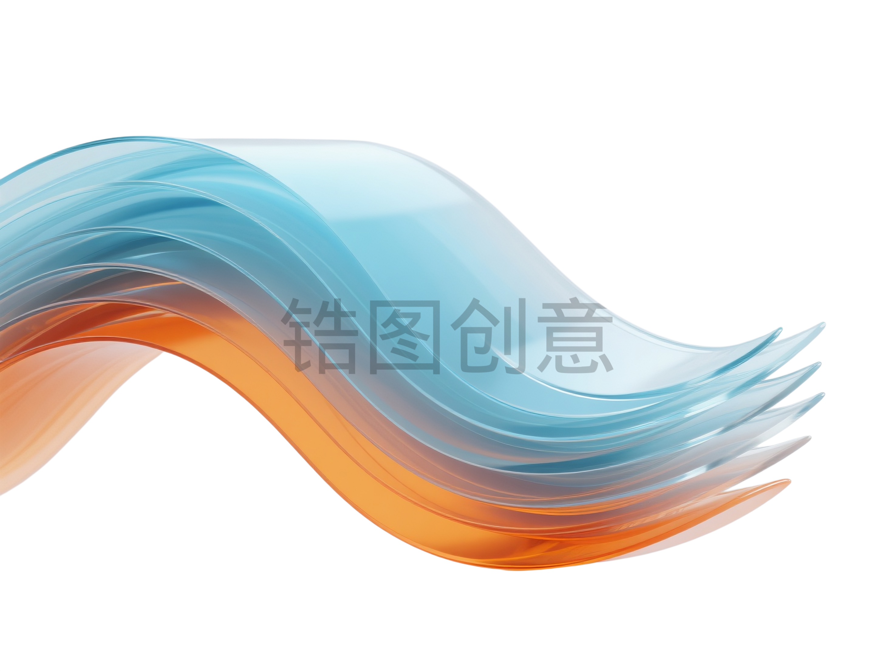 3d透明感弧形波浪状曲线素材