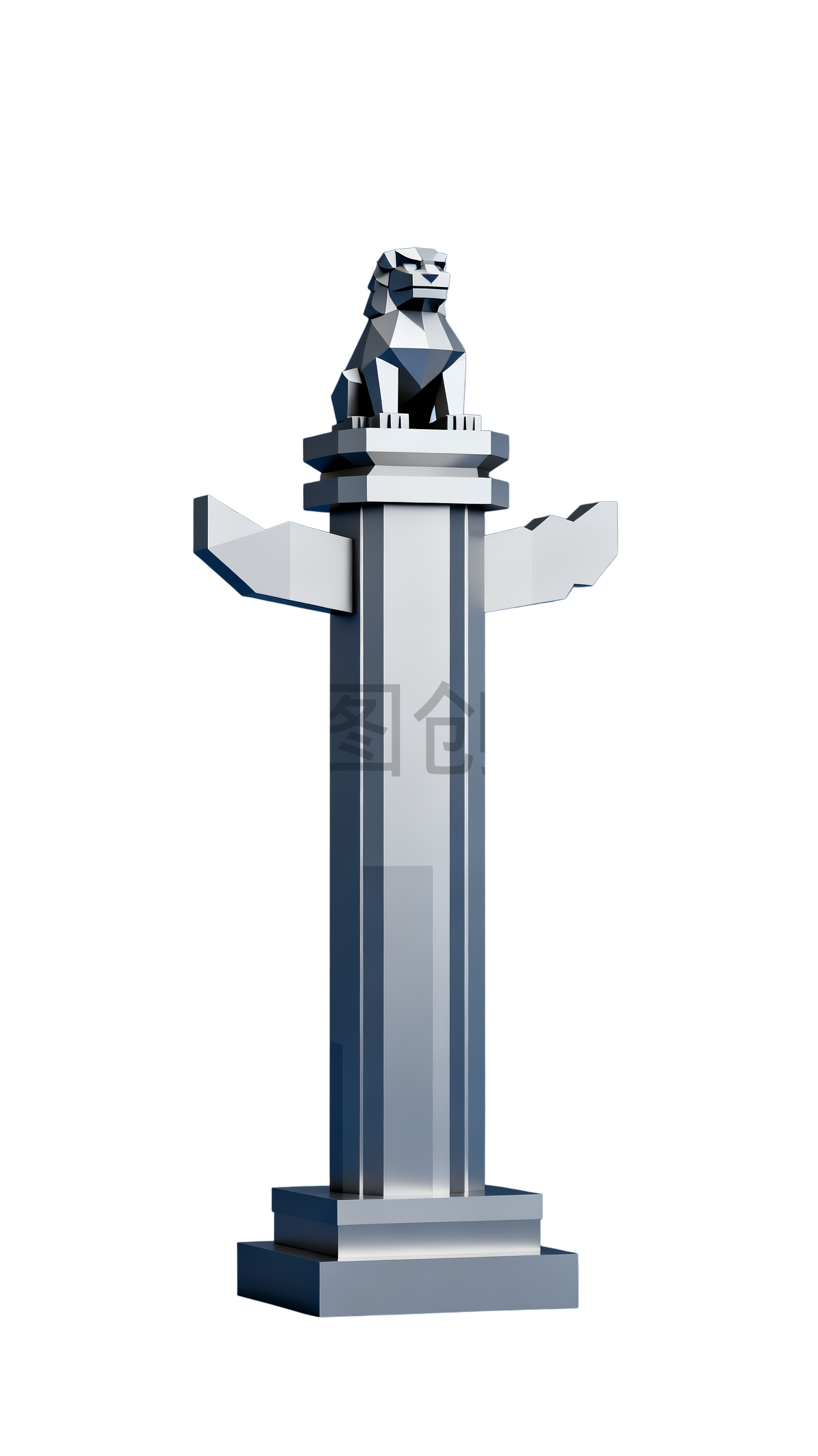 3d立体华表金属质感元素