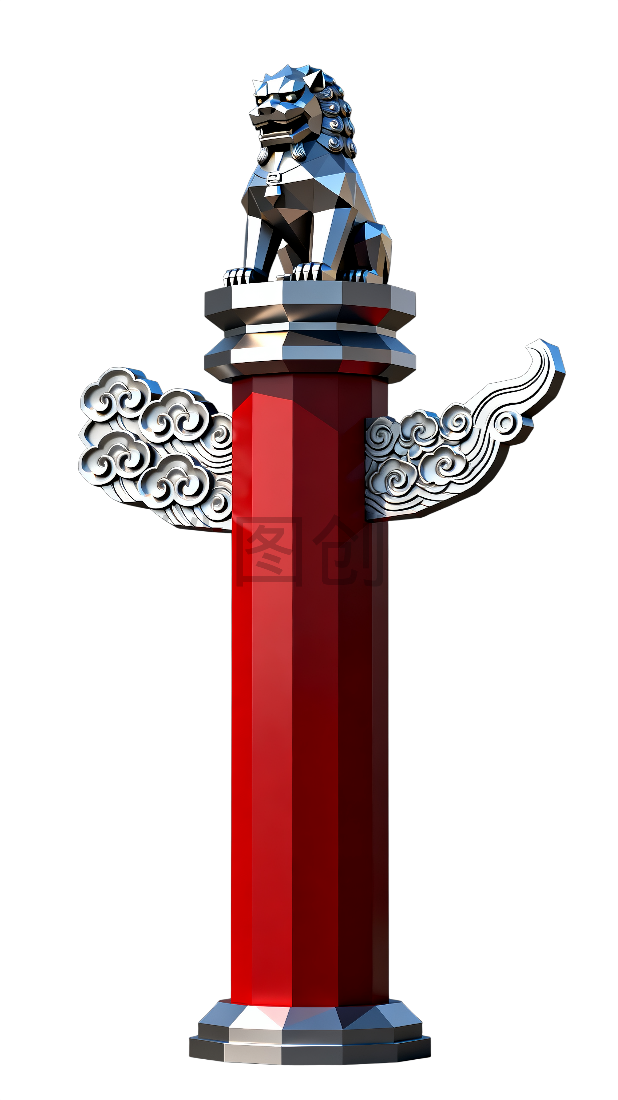 3d立体华表金属质感元素