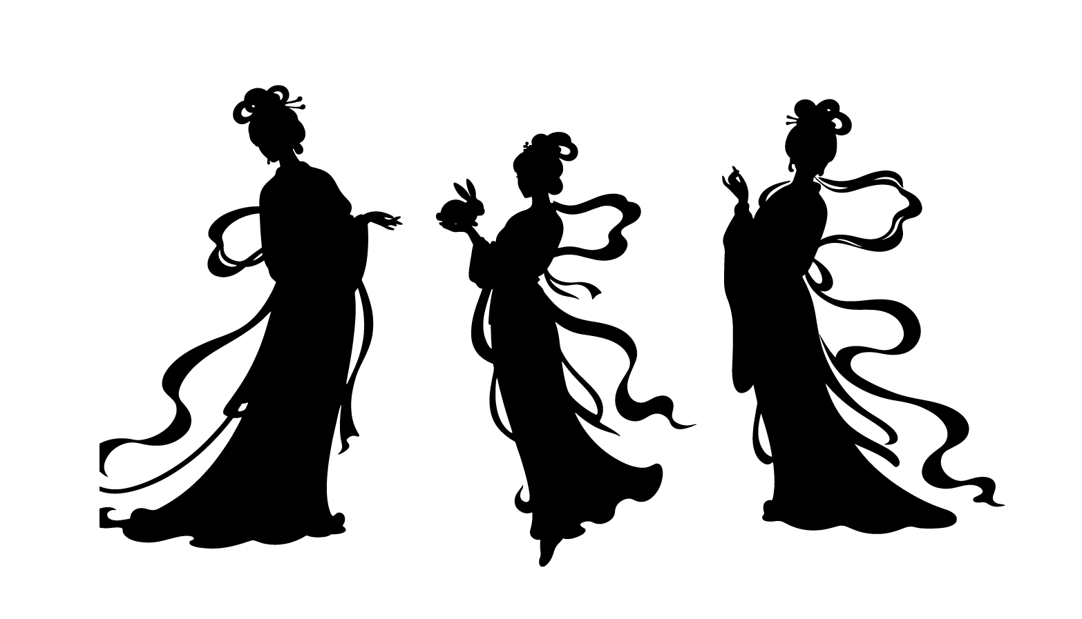 中秋节古风人物嫦娥剪影元素