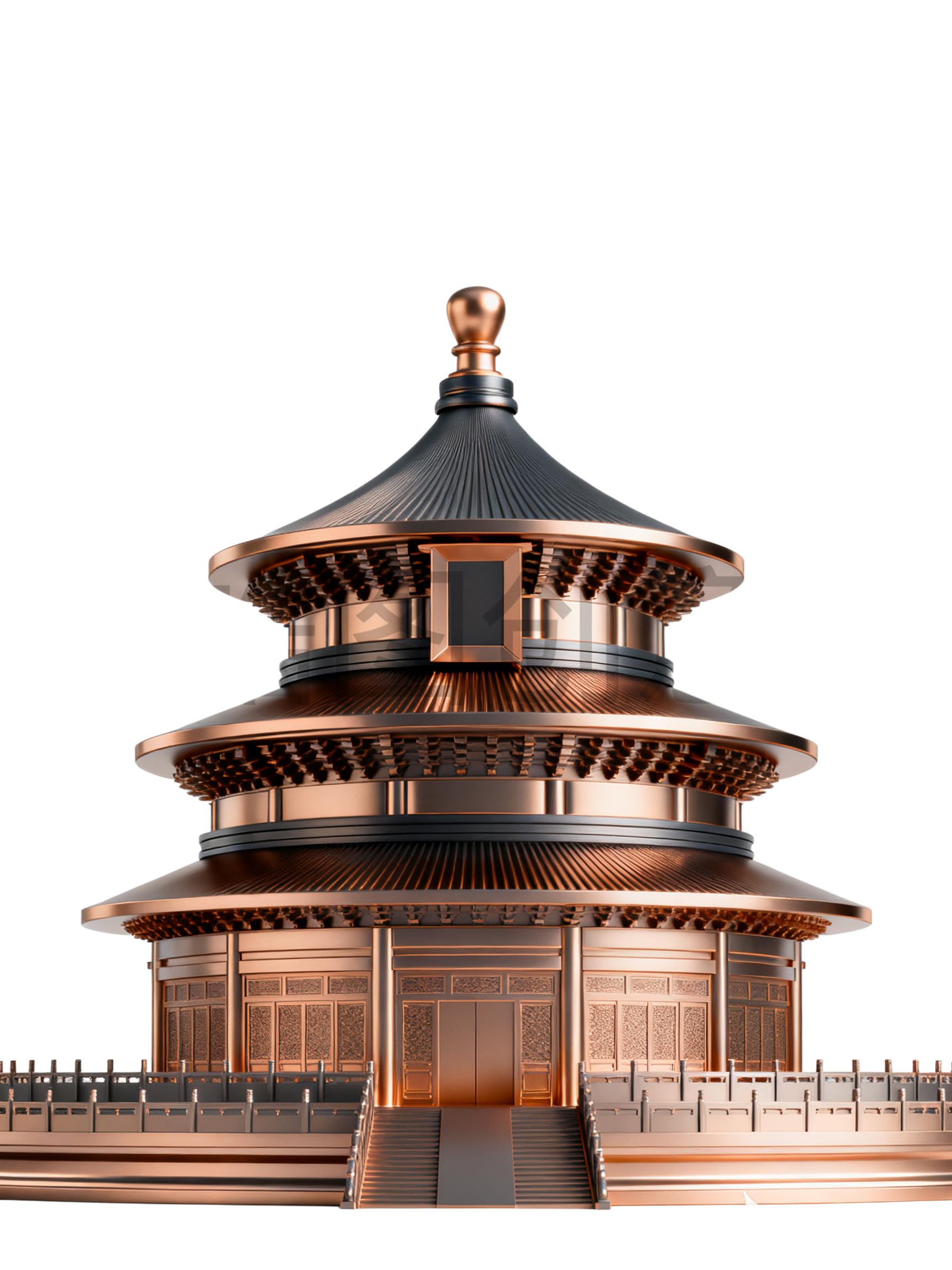 3d金属质感国风古风建筑元素