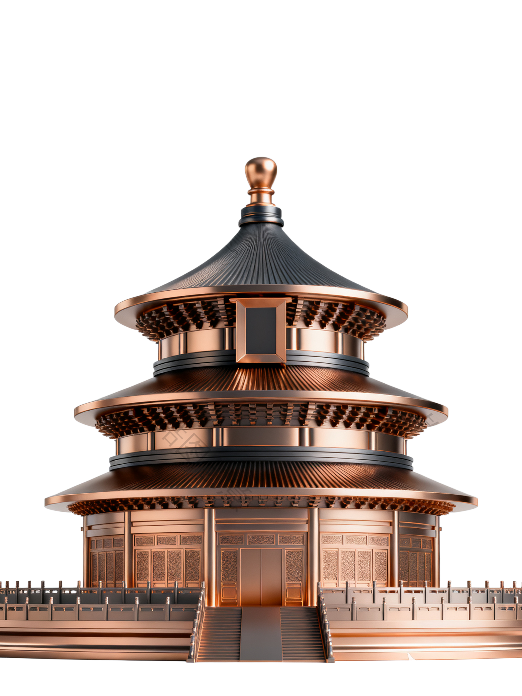 3d金属质感国风古风建筑元素