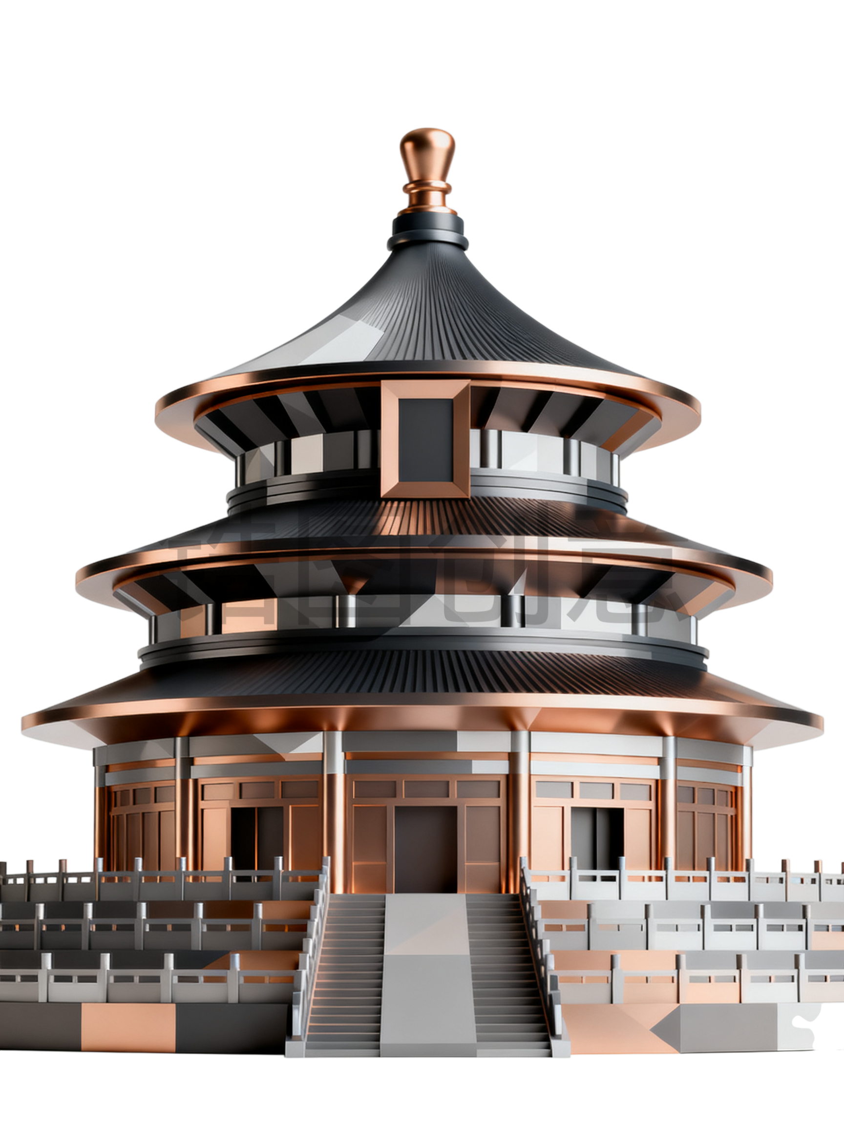 3d质感国风古风建筑元素