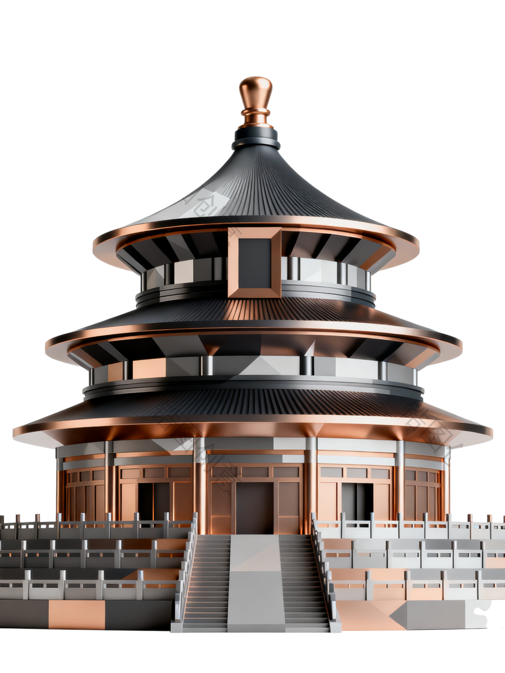 3d质感国风古风建筑元素