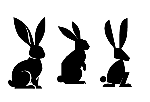 不同形式兔子剪影元素