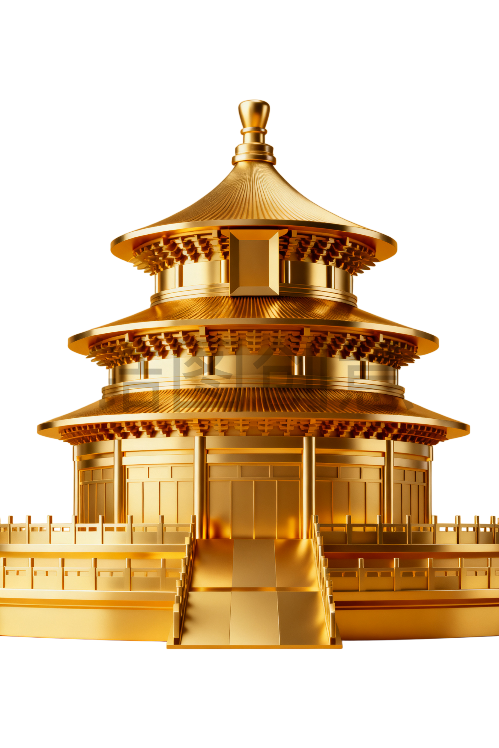 3d金属质感国风古风建筑元素