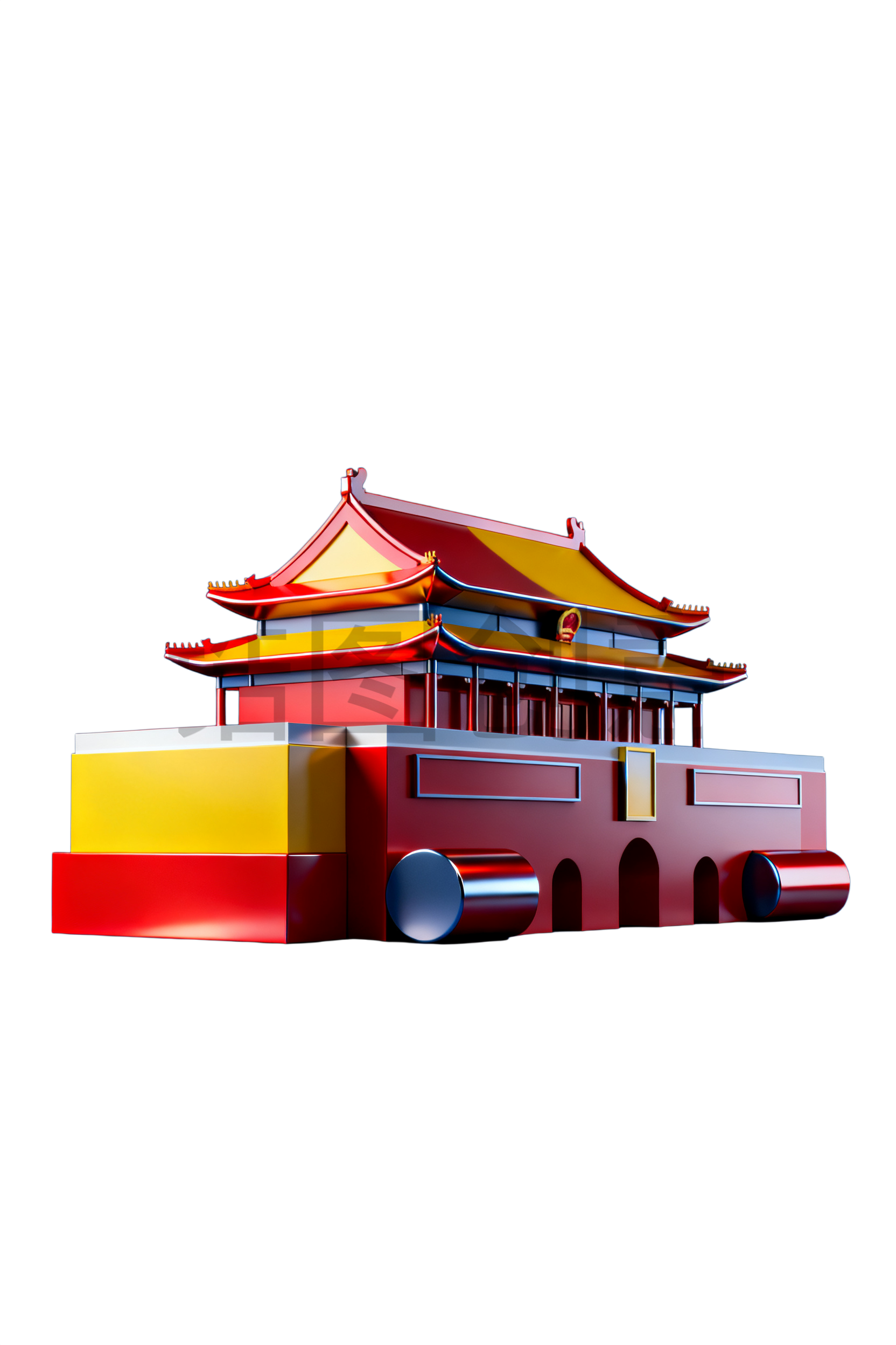 3d国风古风建筑国庆节元素