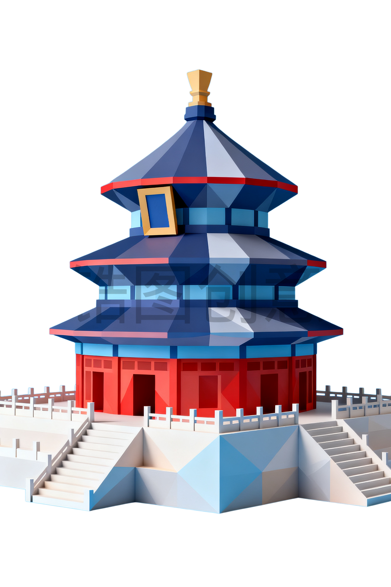 3d几何国风古风建筑元素