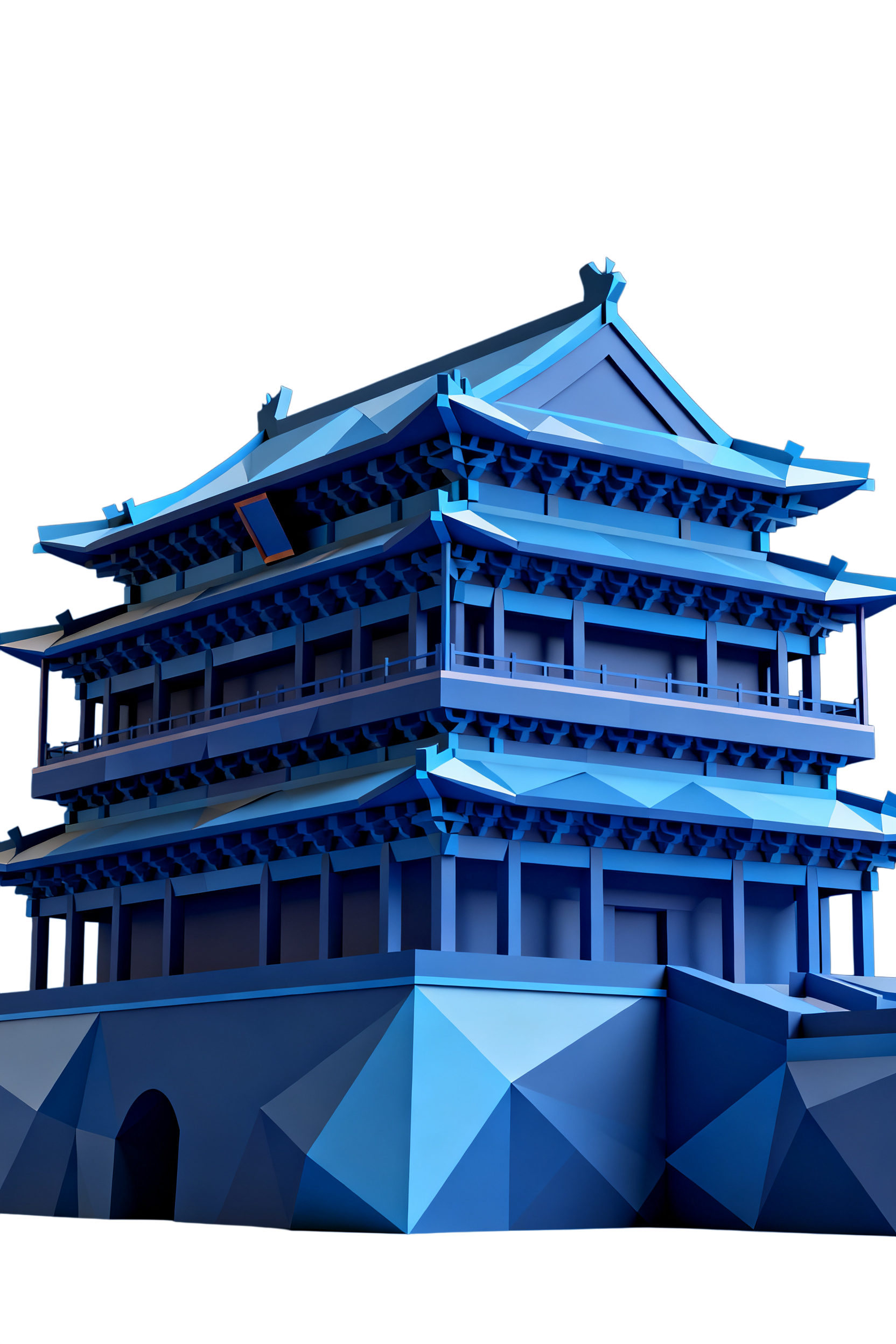 3d几何立体风古风建筑组合元素