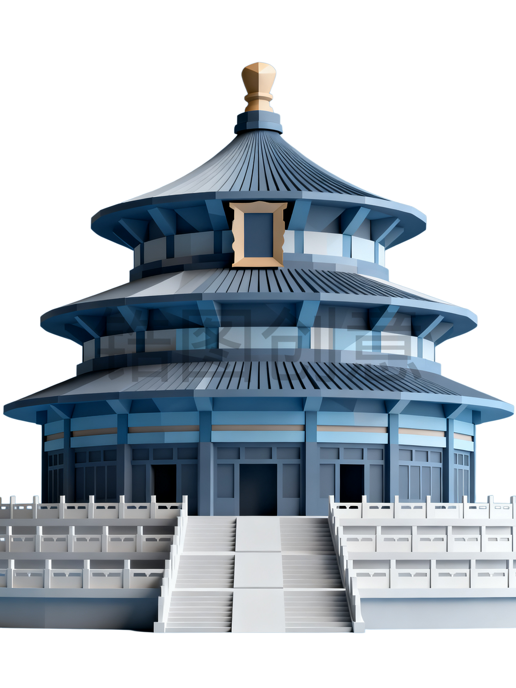 3d金属质感国风古风建筑元素