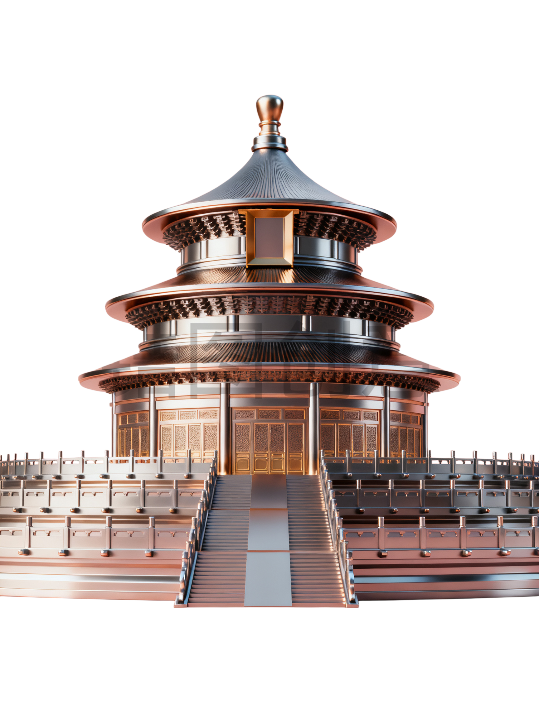 3d金属质感国风古风建筑元素