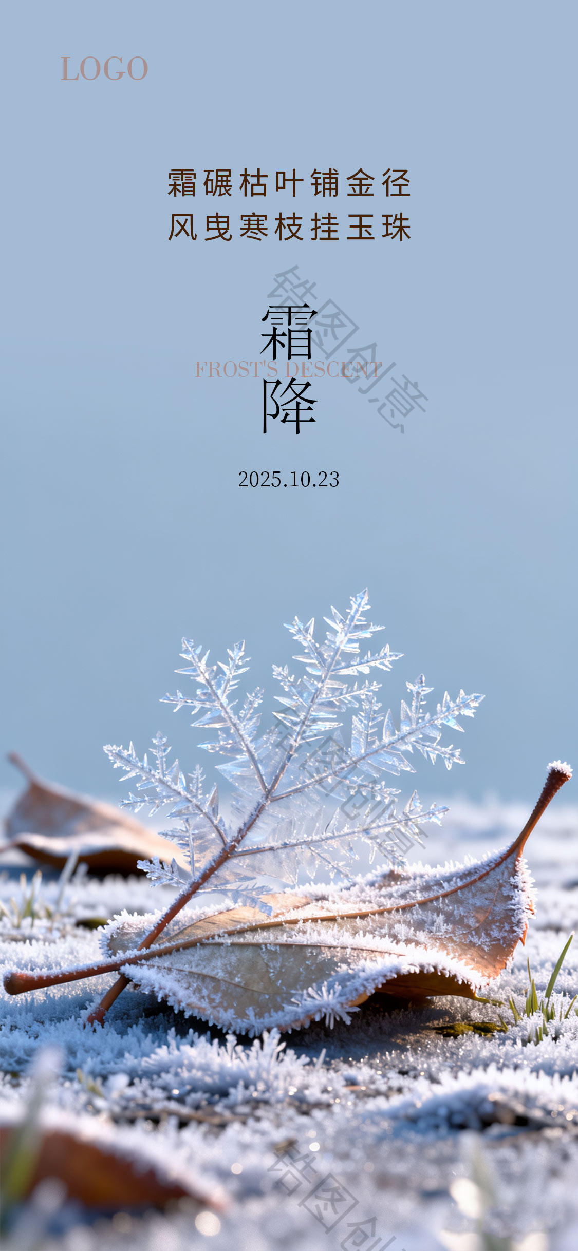 写实感霜降寒露节气海报