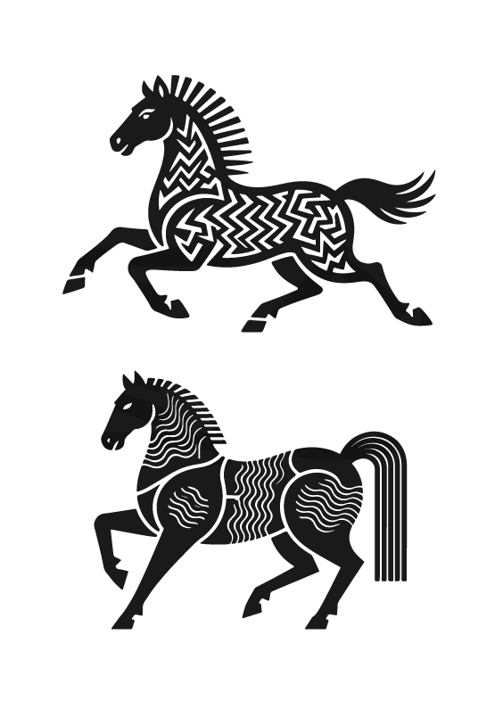 2026年马年马纹扁平马剪影元素