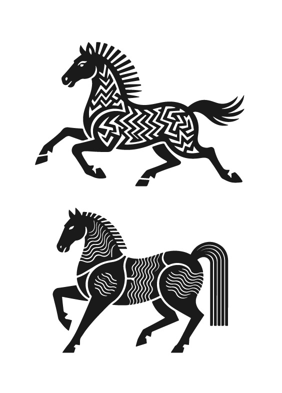 2026年马年马纹扁平马剪影元素