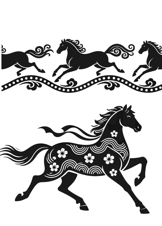 2026年马年马纹扁平马元素