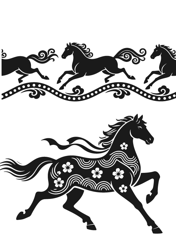 2026年马年马纹扁平马元素