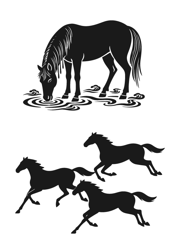 2026年马年马纹扁平马剪影元素