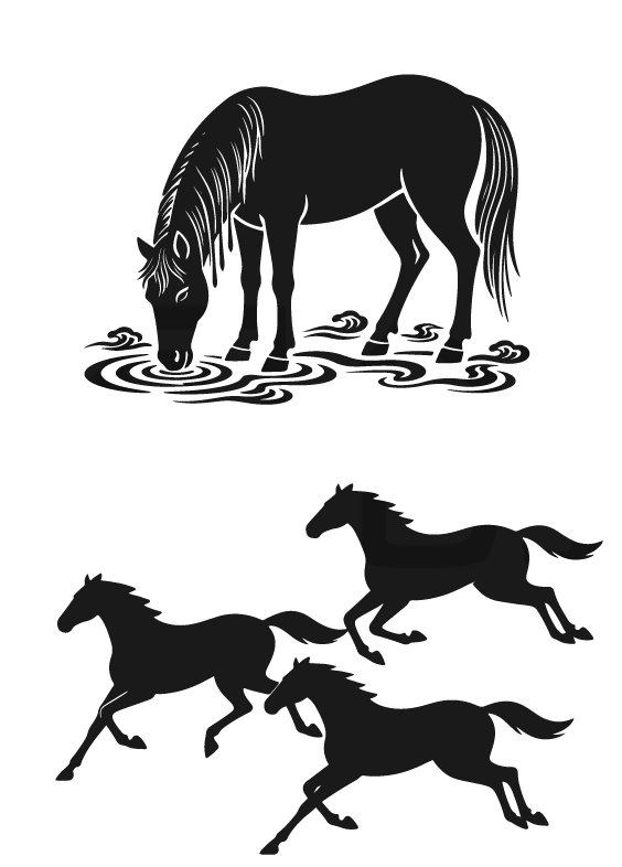 2026年马年马纹扁平马剪影元素