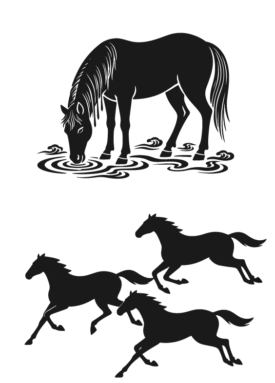 2026年马年马纹扁平马剪影元素