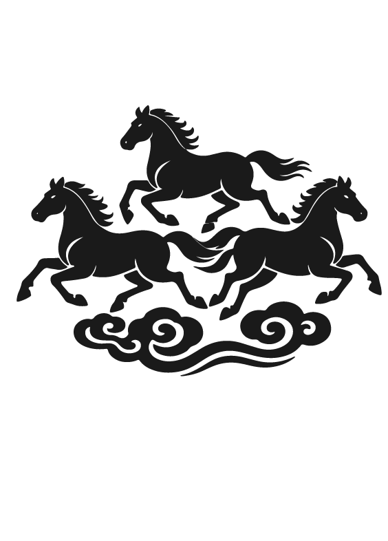 2026年马年马纹扁平马剪影元素