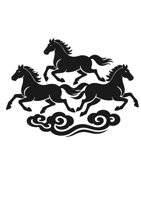 2026年马年马纹扁平马剪影元素