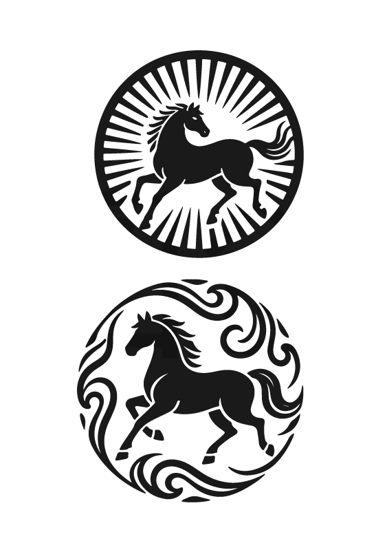 2026年马年马纹扁平马剪影元素