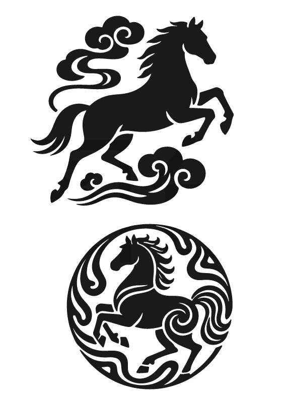 2026年马年马纹扁平马剪影元素