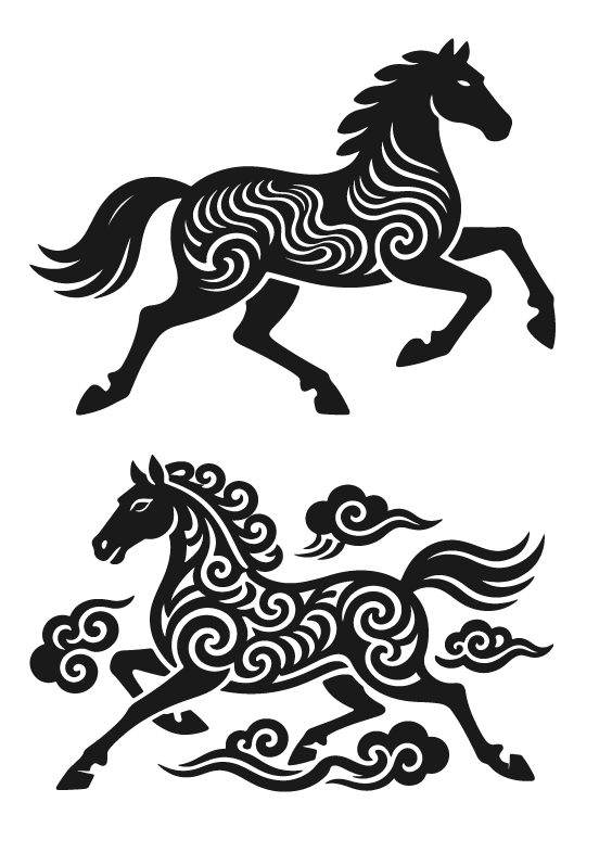 2026年马年马纹扁平马元素