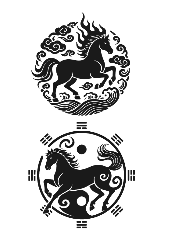 2026年马年马纹扁平马元素