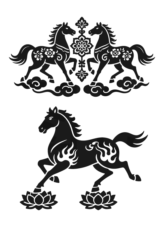 2026年马年马纹扁平马剪影元素