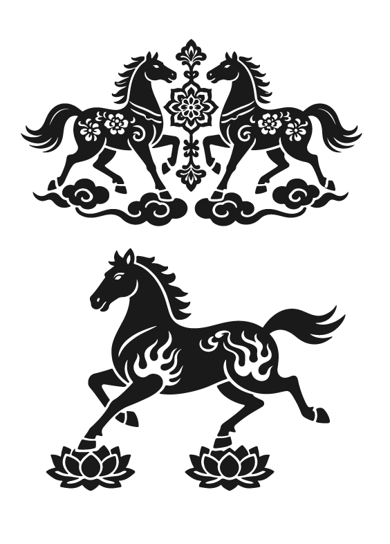 2026年马年马纹扁平马剪影元素