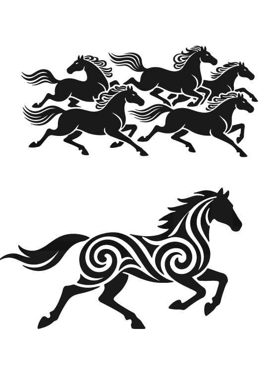 2026年马年马纹扁平马剪影元素