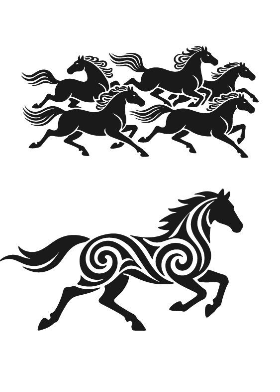 2026年马年马纹扁平马剪影元素