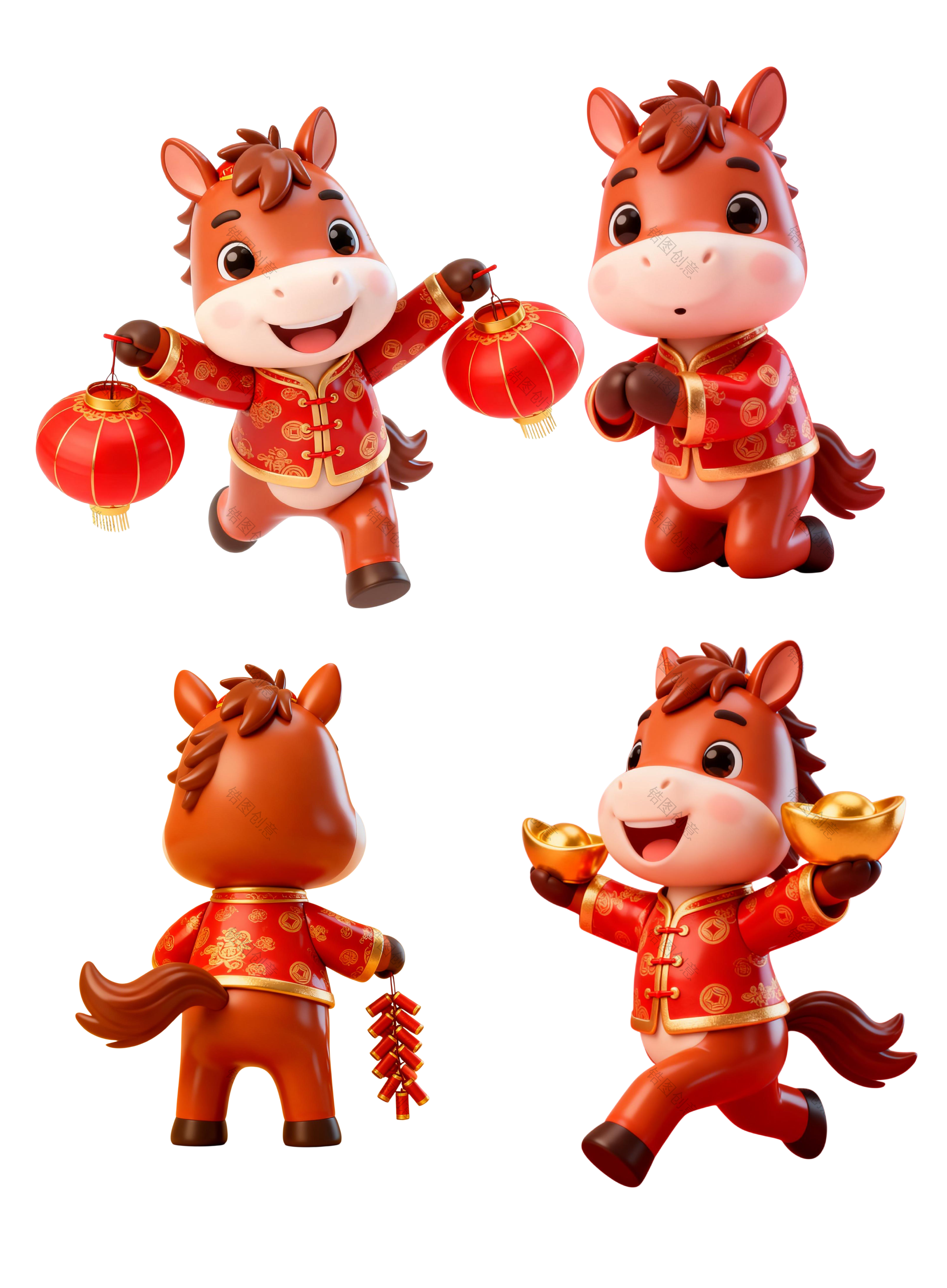 2026年马年新年喜庆卡通IP形象马元素