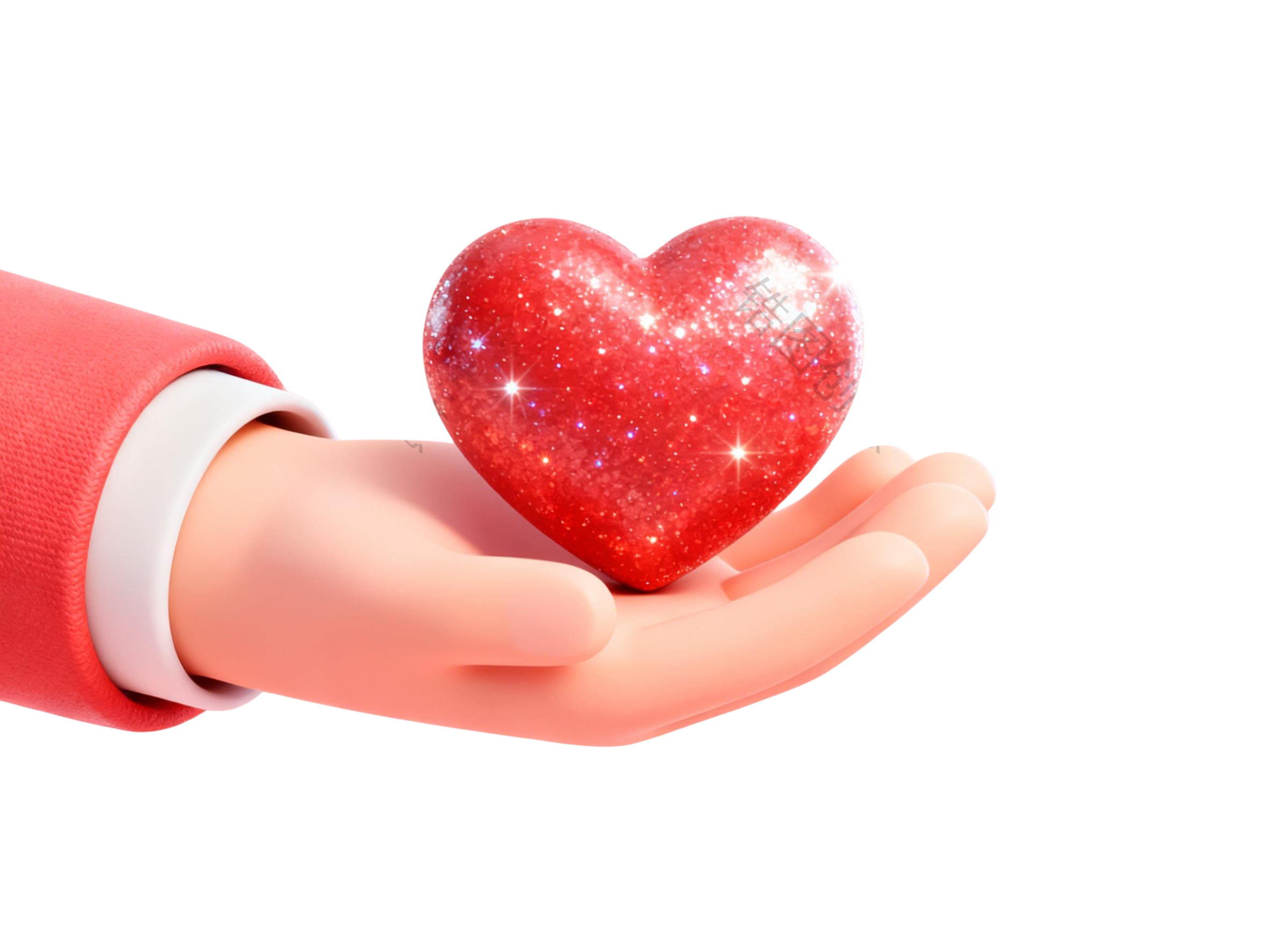 3d卡通手拿爱心元素