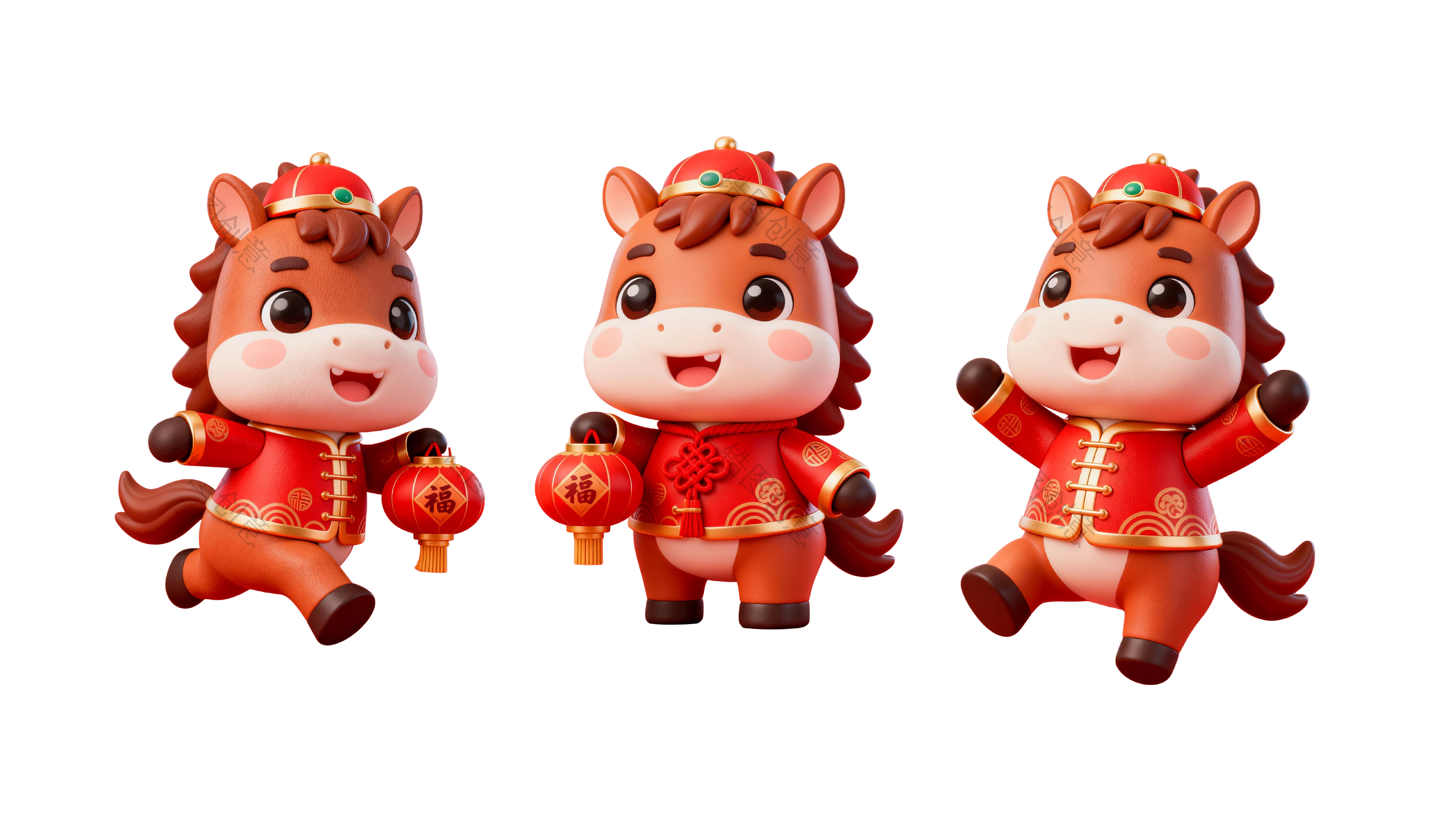 2026年马年新年喜庆卡通IP形象马元素