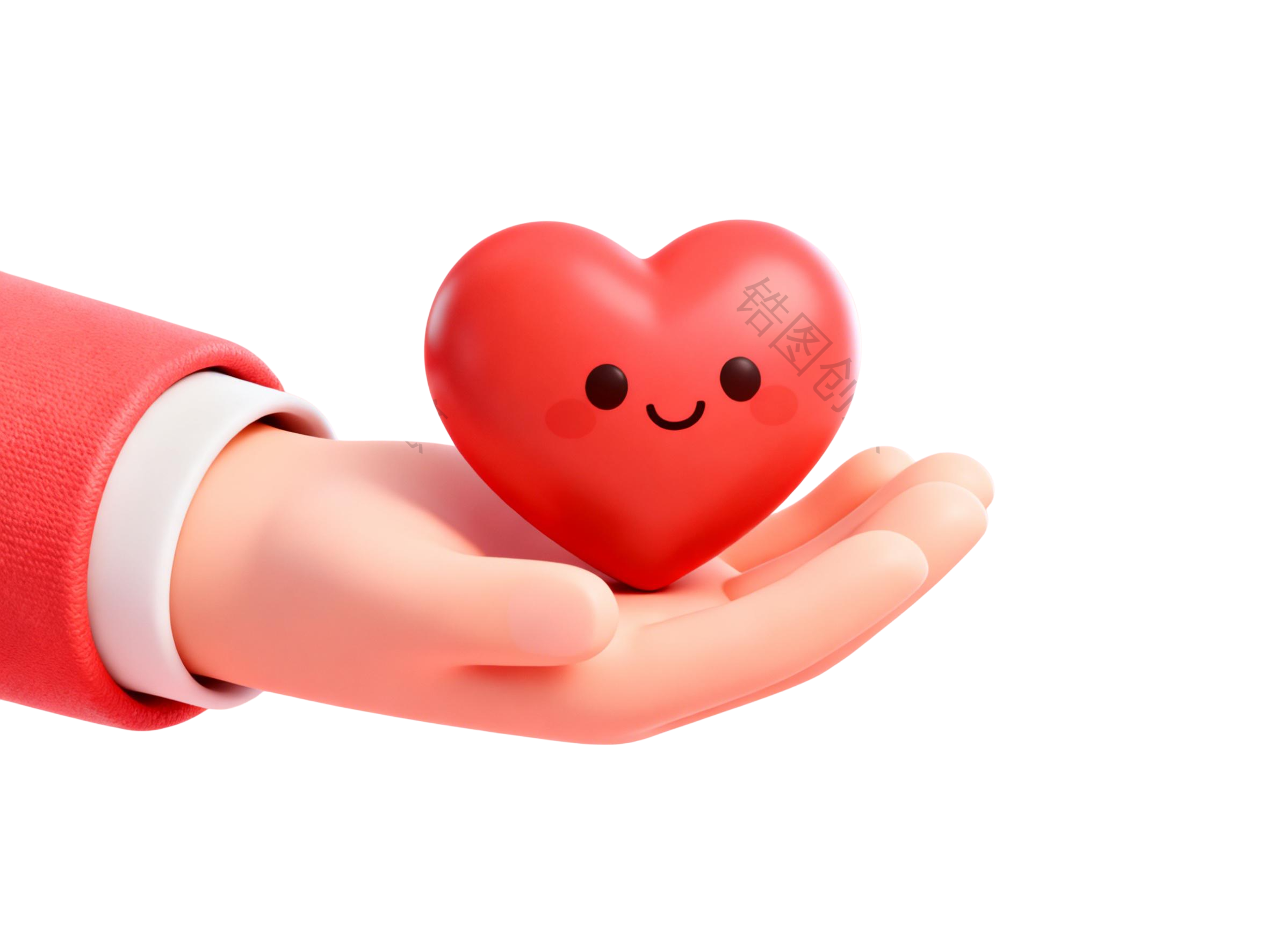 3d卡通双手捧爱心元素