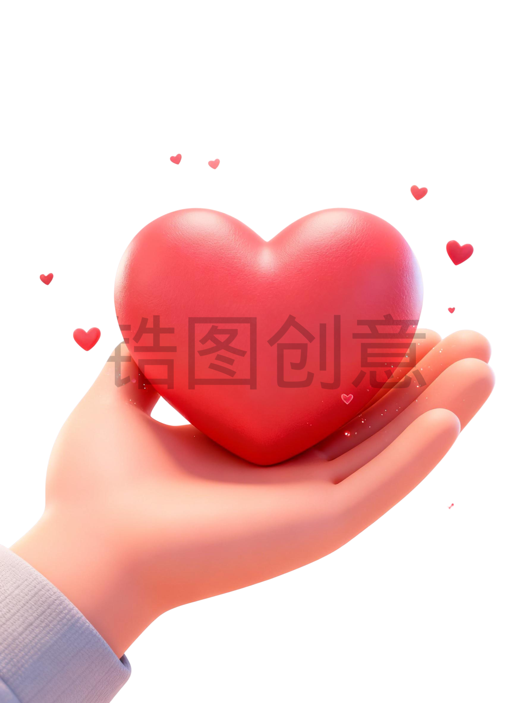 3d卡通双手捧爱心元素