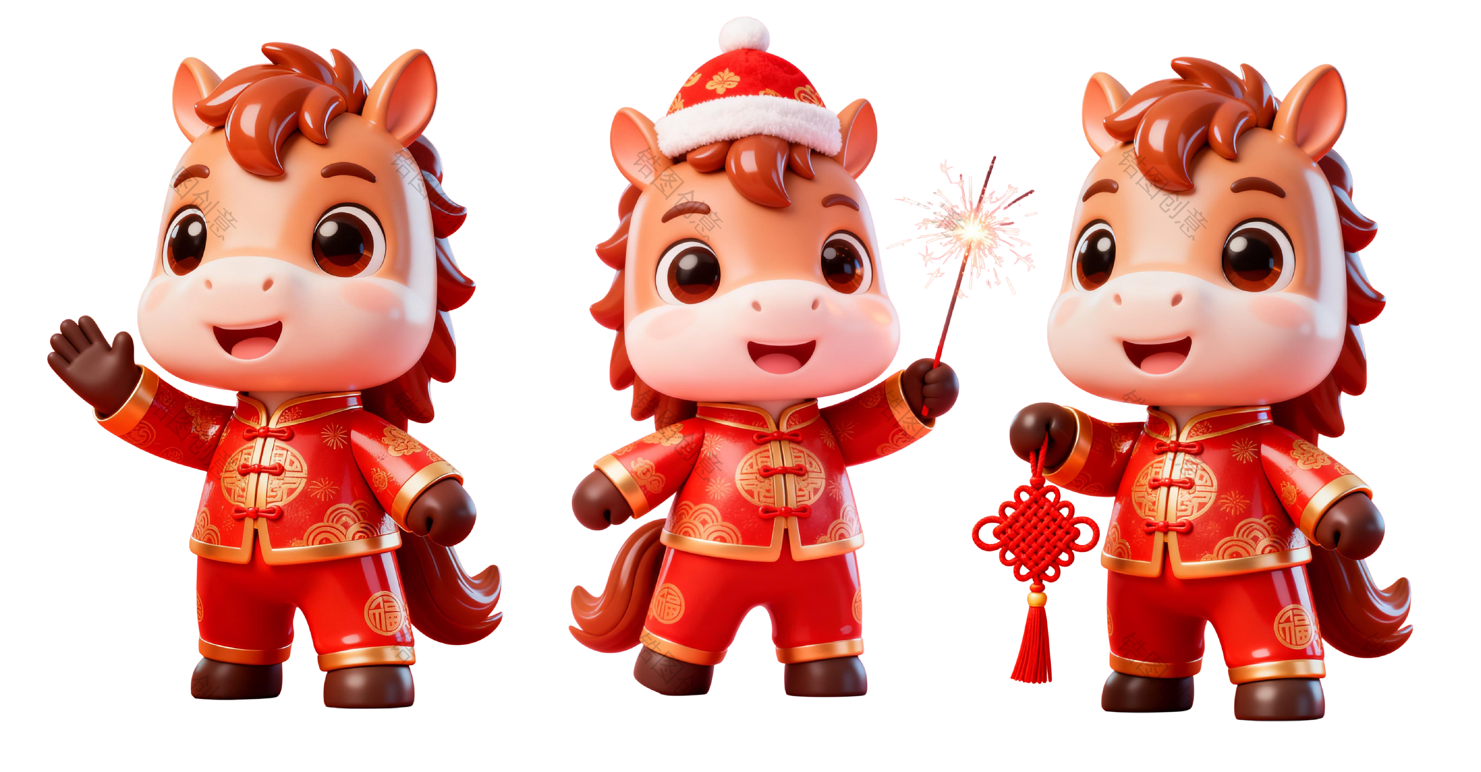 2026年马年新年喜庆卡通IP形象马元素