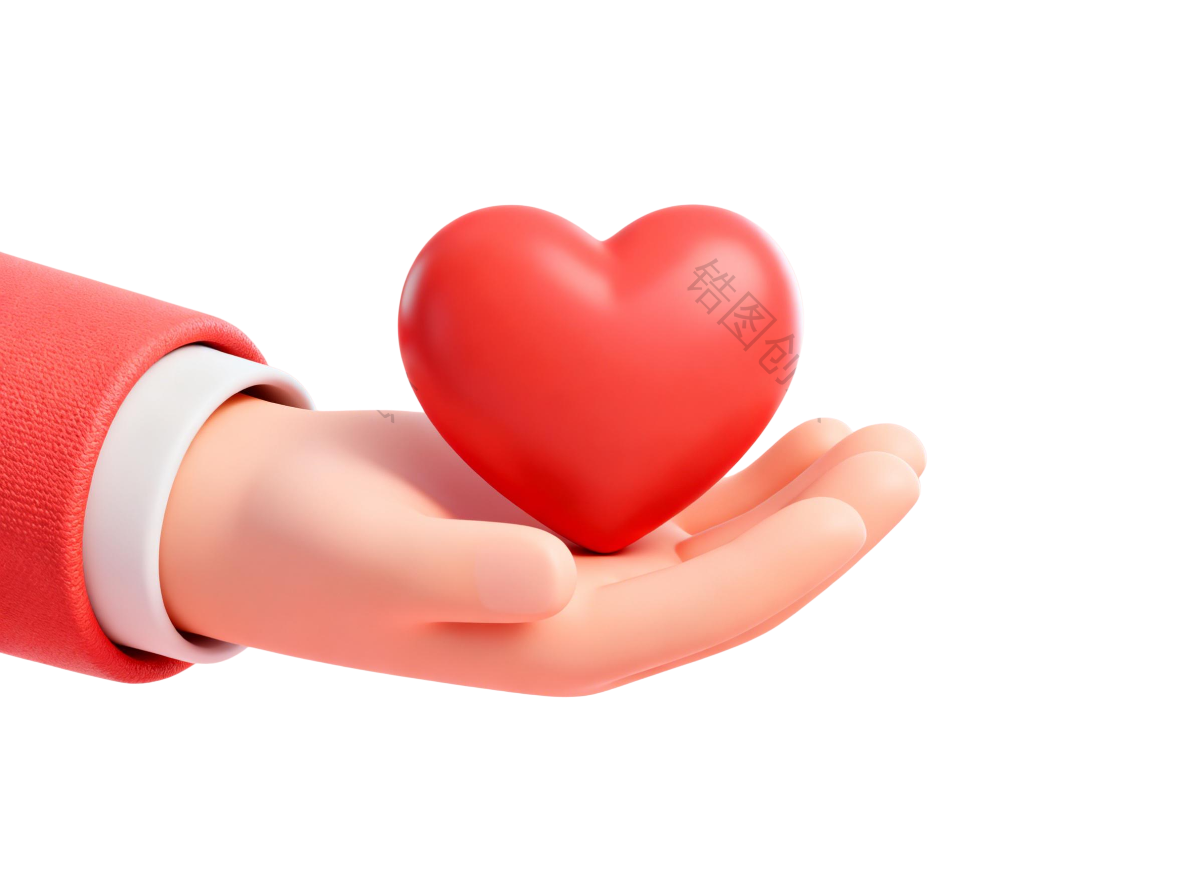 3d卡通手拿爱心元素