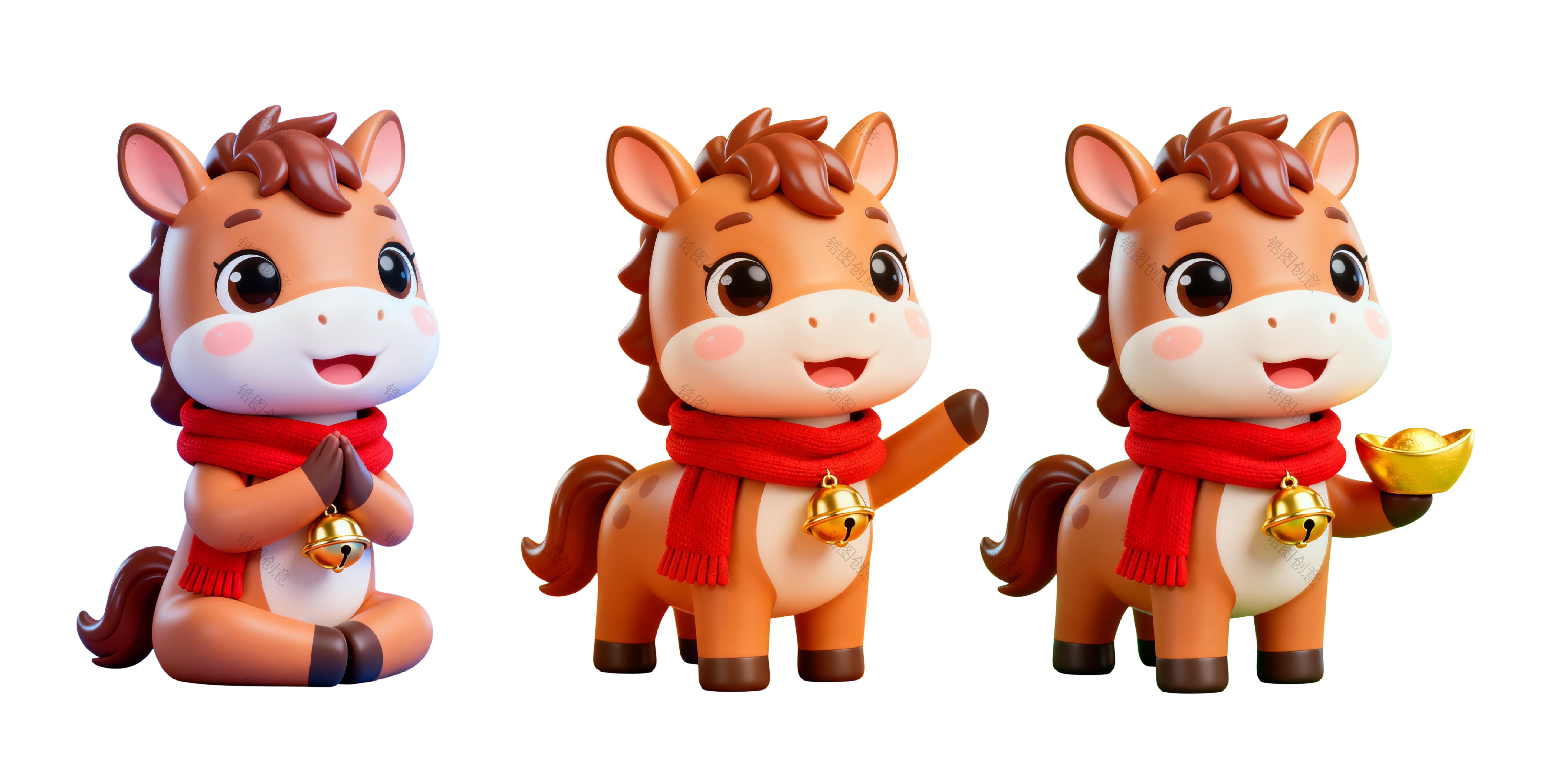 2026年马年新年喜庆卡通IP形象马元素