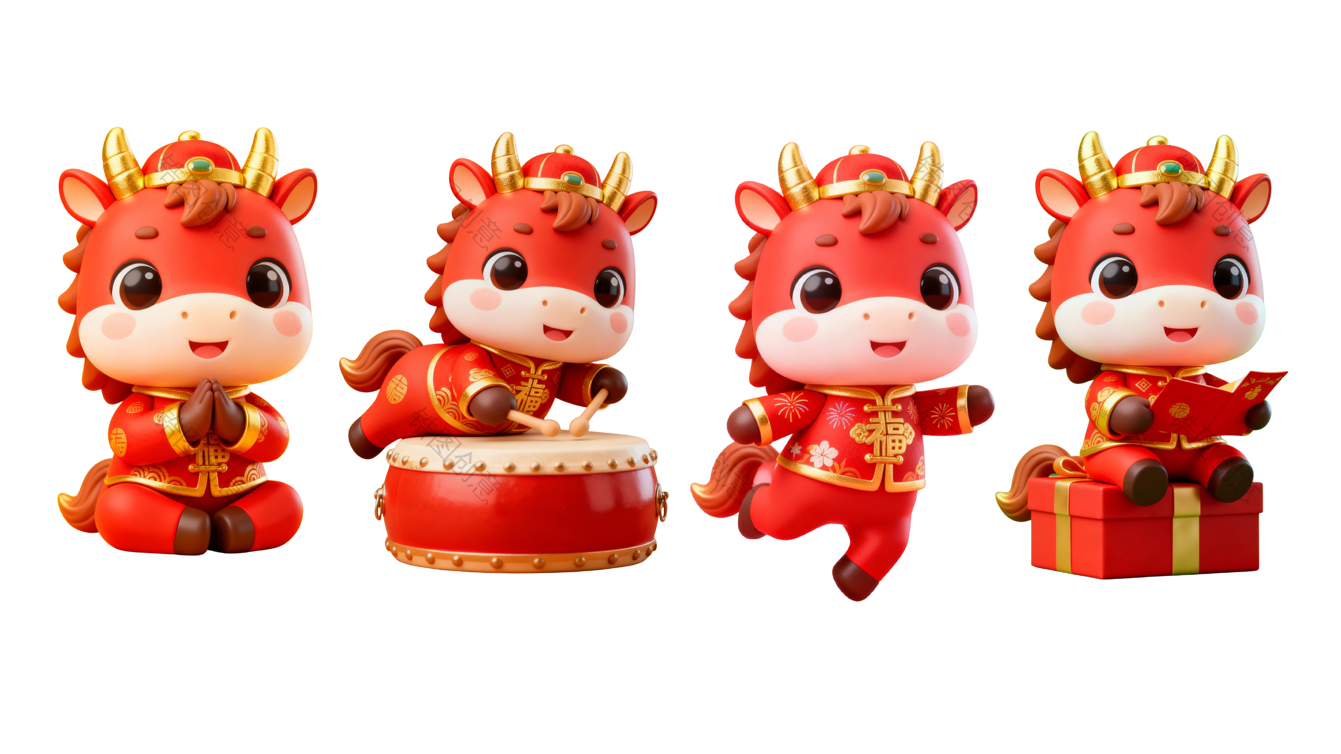 马年新年喜庆卡通IP形象马元素