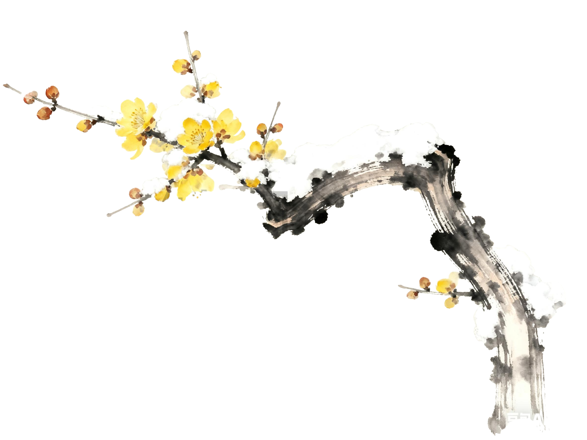 水墨风国风腊梅花元素