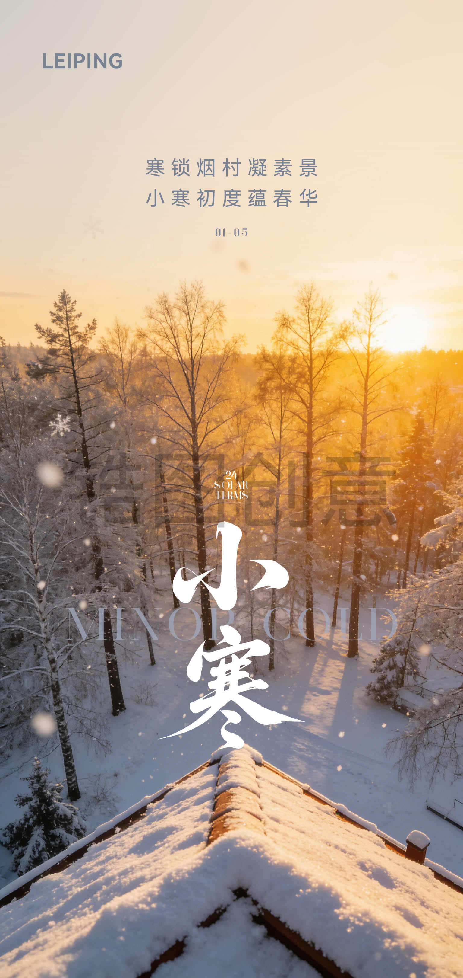 真实感大寒节气小寒海报