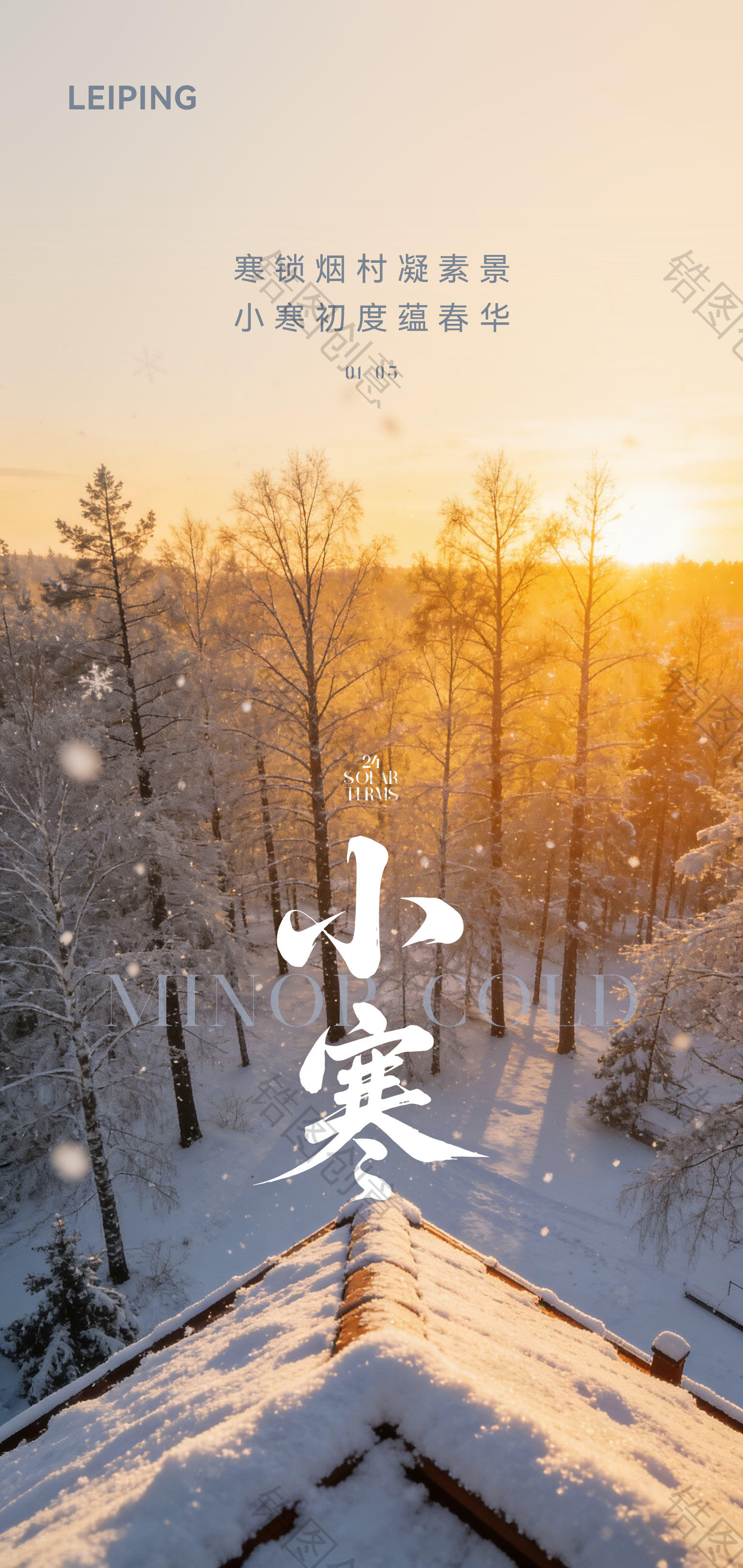 真实感大寒节气小寒海报