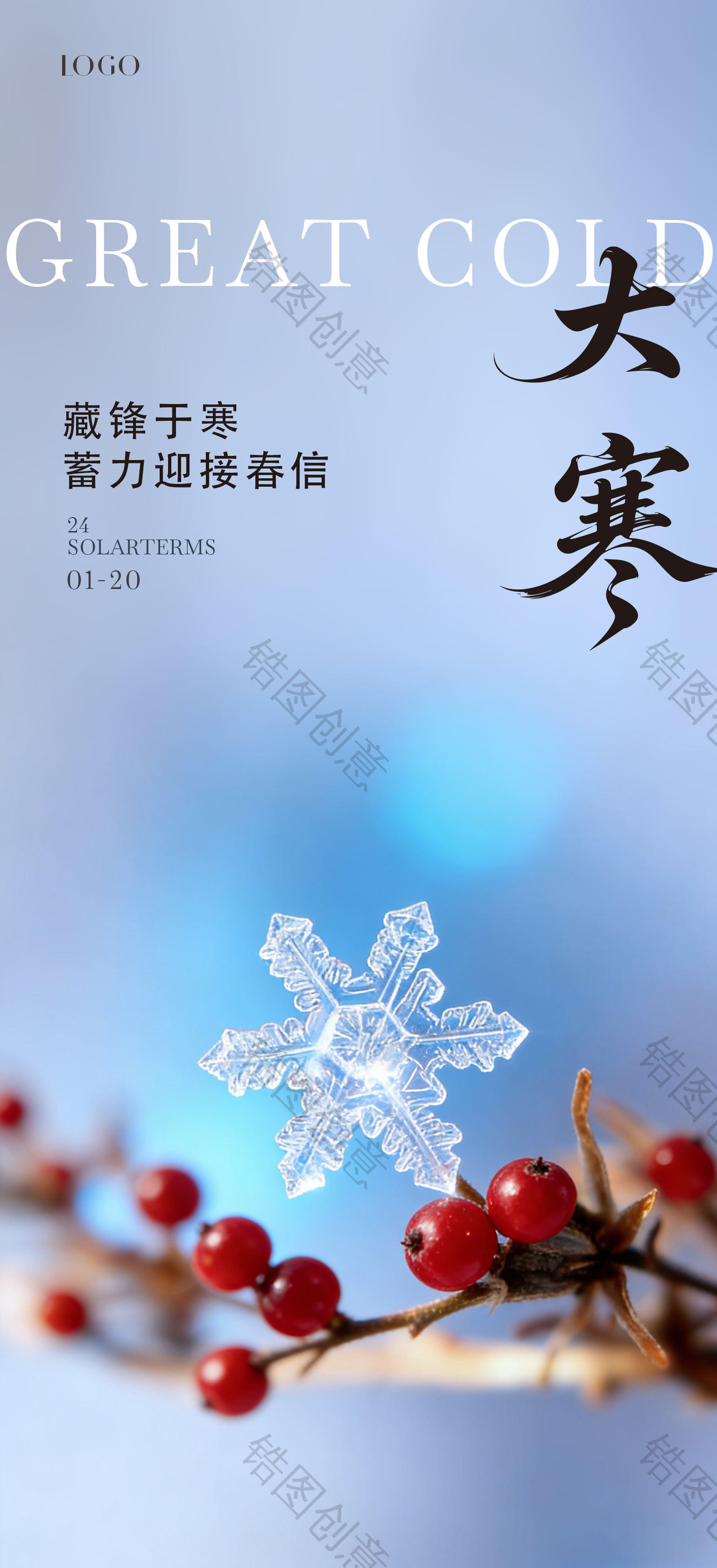 大寒小寒简约节气海报