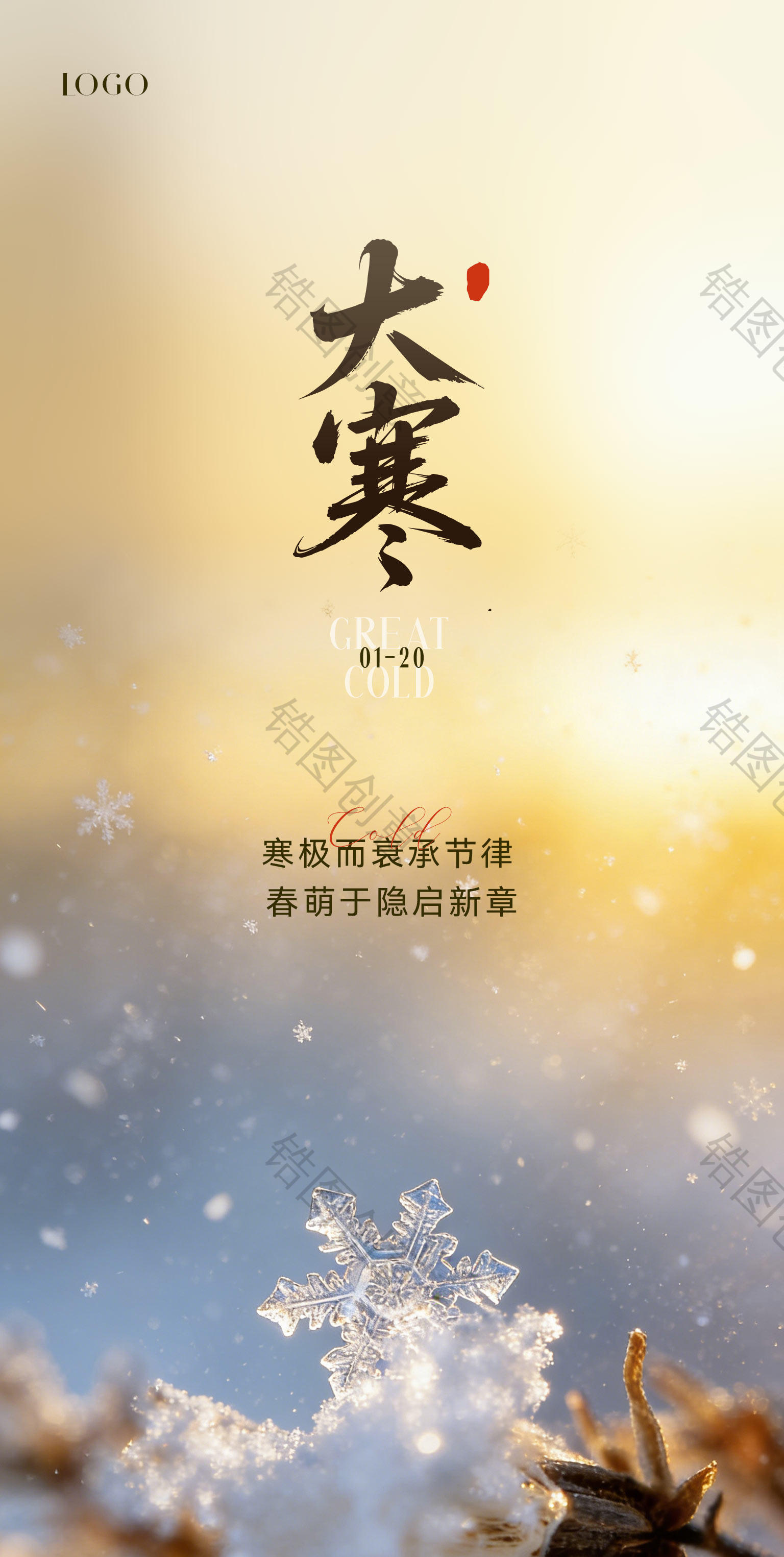 大寒小寒节气特写写意海报