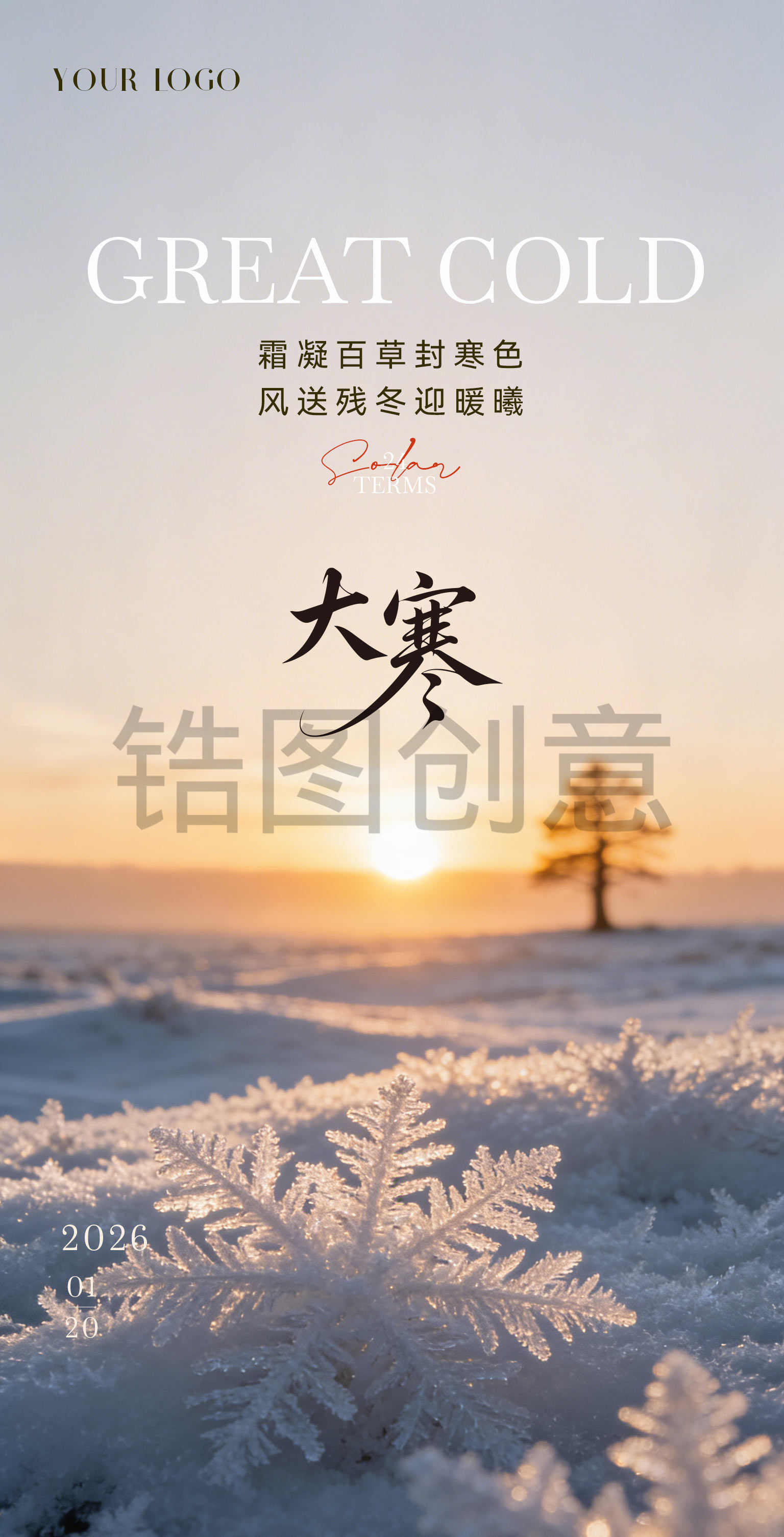 真实感大寒小寒冬日节气海报