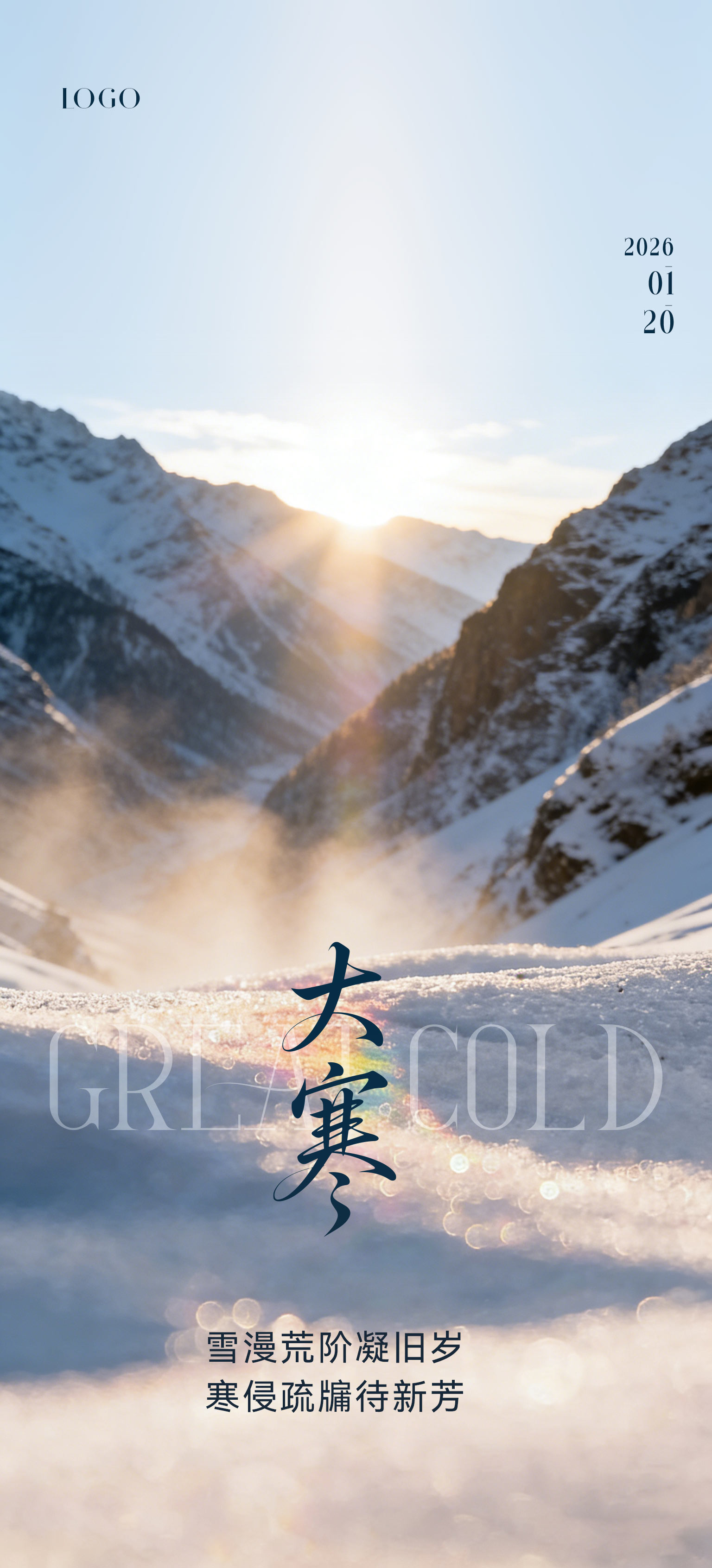 写实感大气自然风光大寒小寒节气海报