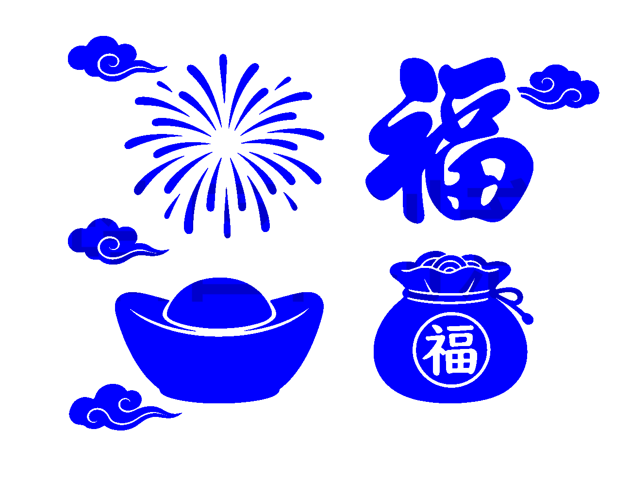 中国风新年新春喜庆扁平剪影元素